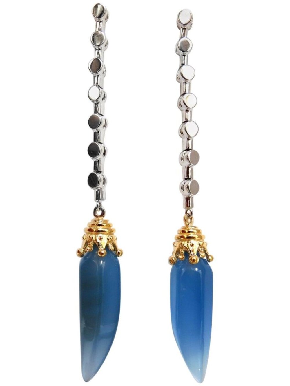 Natural Chalcedony Dangle earrings 14kt*